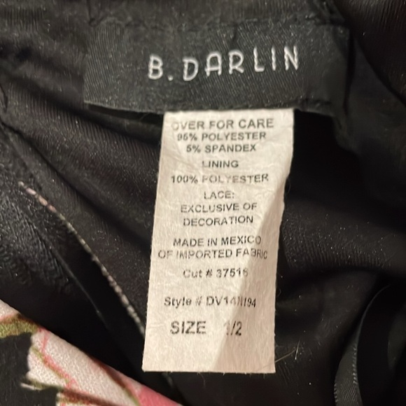 B Darlin Skater Dress, Black with Pink Peony Print - Picture 8 of 10